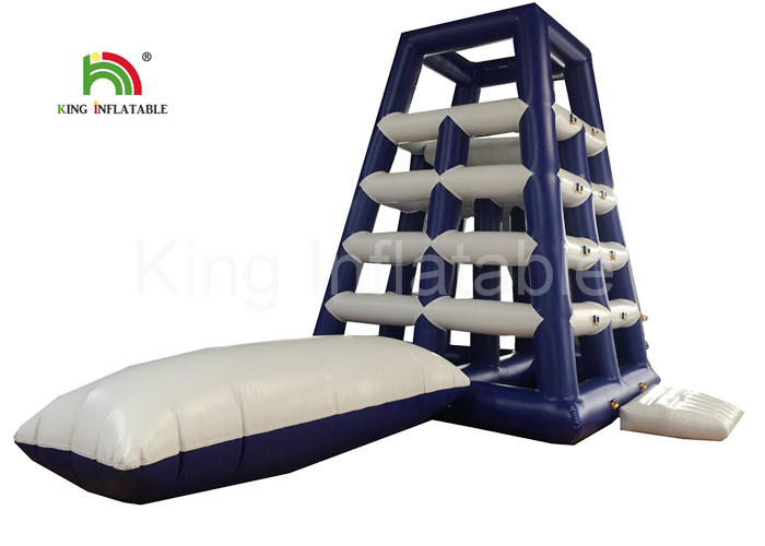 3.7 * 3.7 * 4.8m Water Parks / Outdoor Sports Blue Blow Up Tower Water Toy With Slide