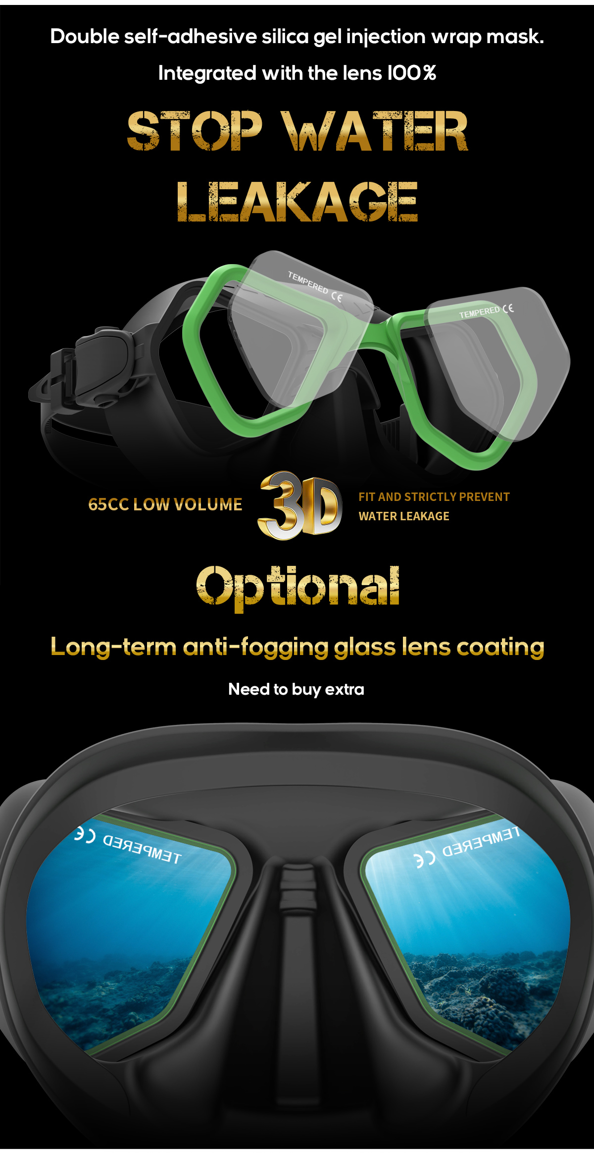 ZMZ Anti-Fog Swimming Goggles Diving Mask and Snorkel Set for Men Women Teenagers Snorkel Mask Set