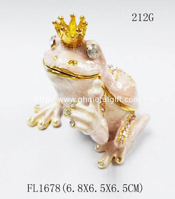 New frog animal pewter cartoon jewelry box metal gift box Frog trinket box