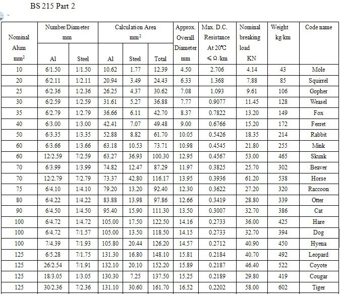 ASTM BS IEC DIN GOST Standard AAC/AAAC/ACSR/ACAR Conductor