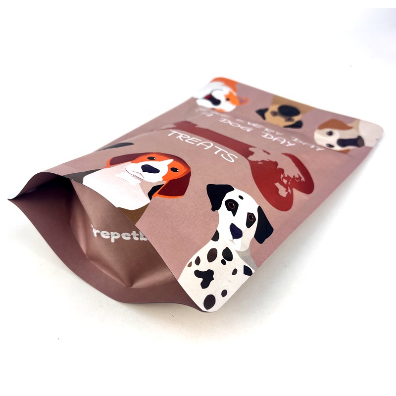 Resealable Composite Plastic Bag Laminated Dog Food Packaging Bags With Zipper Top