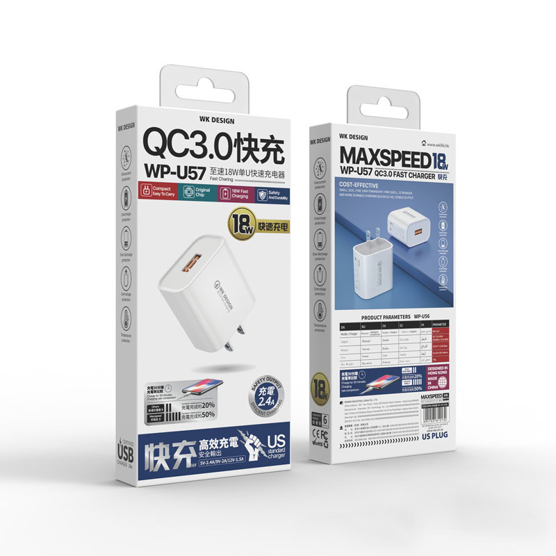 5V 2.4A 18W Travel Charging Kit QC3.0 Cell Phone Quick Charger