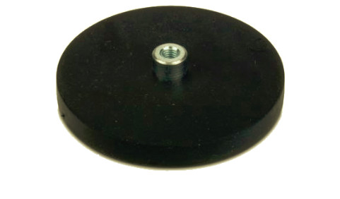 Kellin Neodymium Pot Magnet Rubber Coated Neodymium Magnet with Threaded Stud 2.60" Diameter x 0.335" Thick