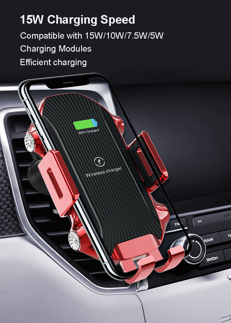 DOE 15W Fast Charging Qi Car Wireless Charger Holder