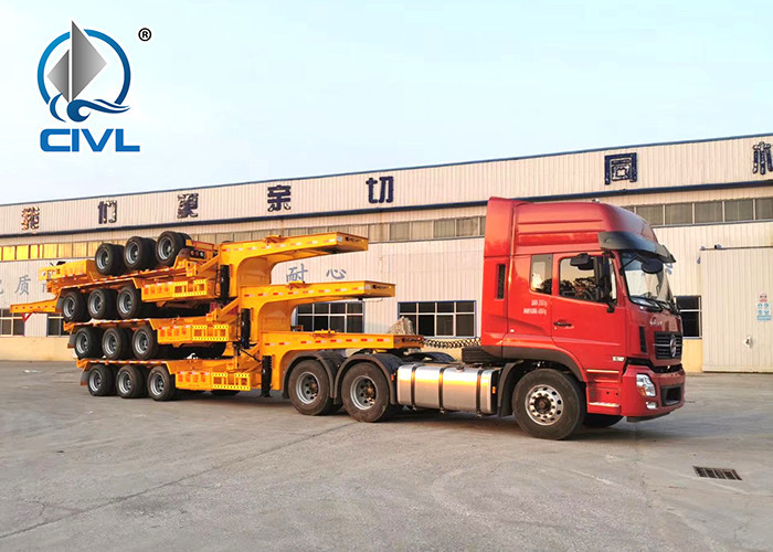 SINO TRUK Utility 3 Axles Semi Trailer Trucks / Flat Low Bed Trailer
