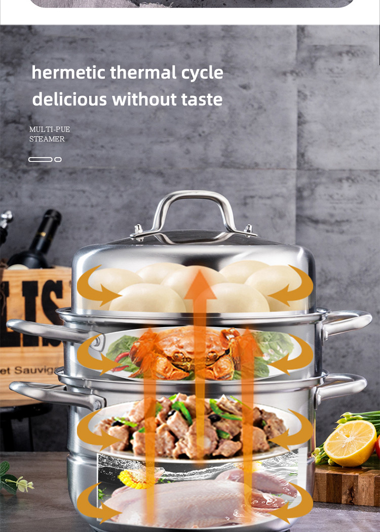 New Product 304 Stainless Steel Steamer Pot Soup Set Stainless Steel Cooker Cooking Soup Pot Steamer Pot