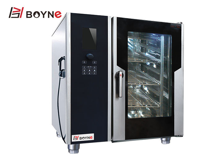 Food Commercial Kitchen Cooking Equipment Gas Type LCD Six Trays Combi Oven