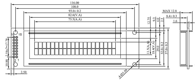 VATN Alphanumeric Character LCD Display 20x2 MPU 6800 Serial Interface