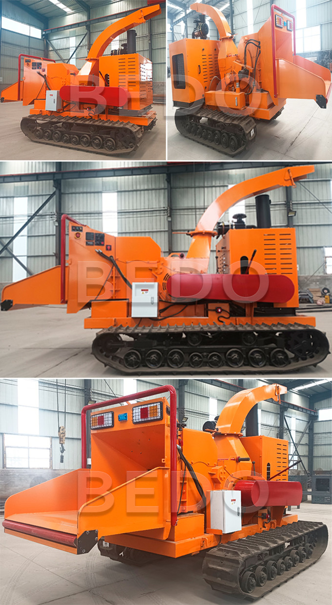 Crawler Wood Branch Wood Chipper Shredder Machine Diesel Engine 102HP