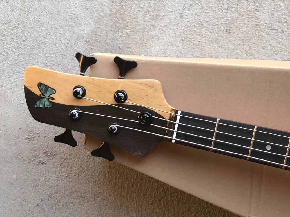 Flamed Maple Top Butterfly 4 string electric Bass