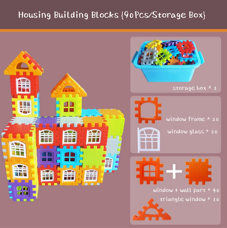 PP Plastic Assemble Bricks Creative DIY Toy for Early Education Cognition Developing Children's House Building Blocks