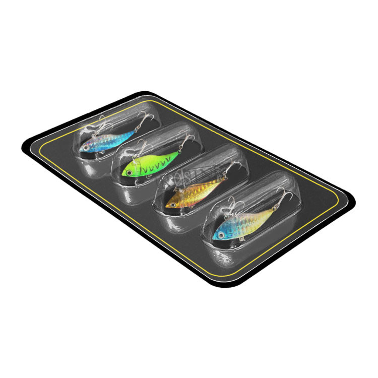 6 Cavity Disposable PVC Custom Fishing Lure Packaging Hinge Clamshell