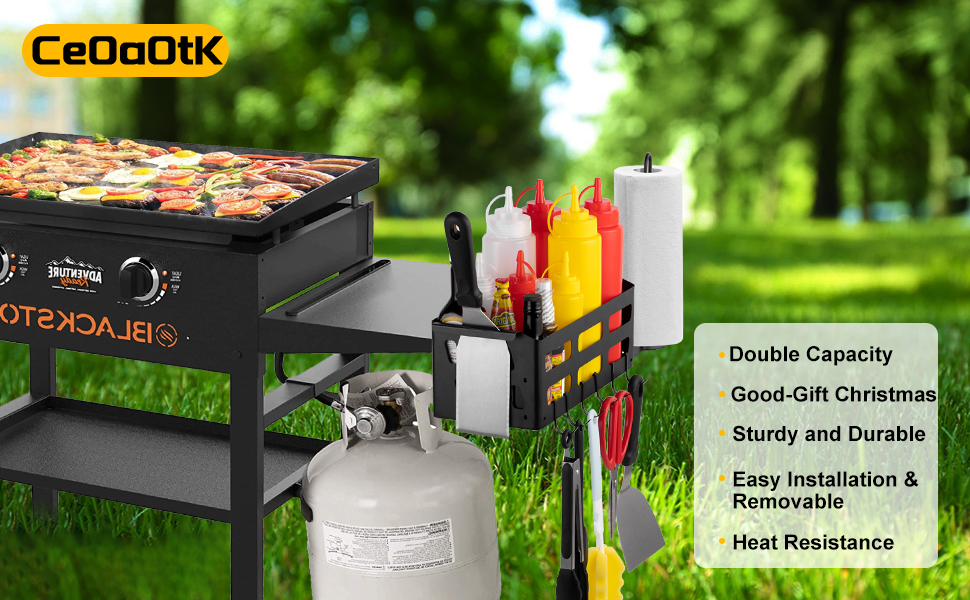 Griddle Caddy with Magnetic Tool Holder Paper Towel Holder for Blackstone 28"/36" Griddles/Prep Cart