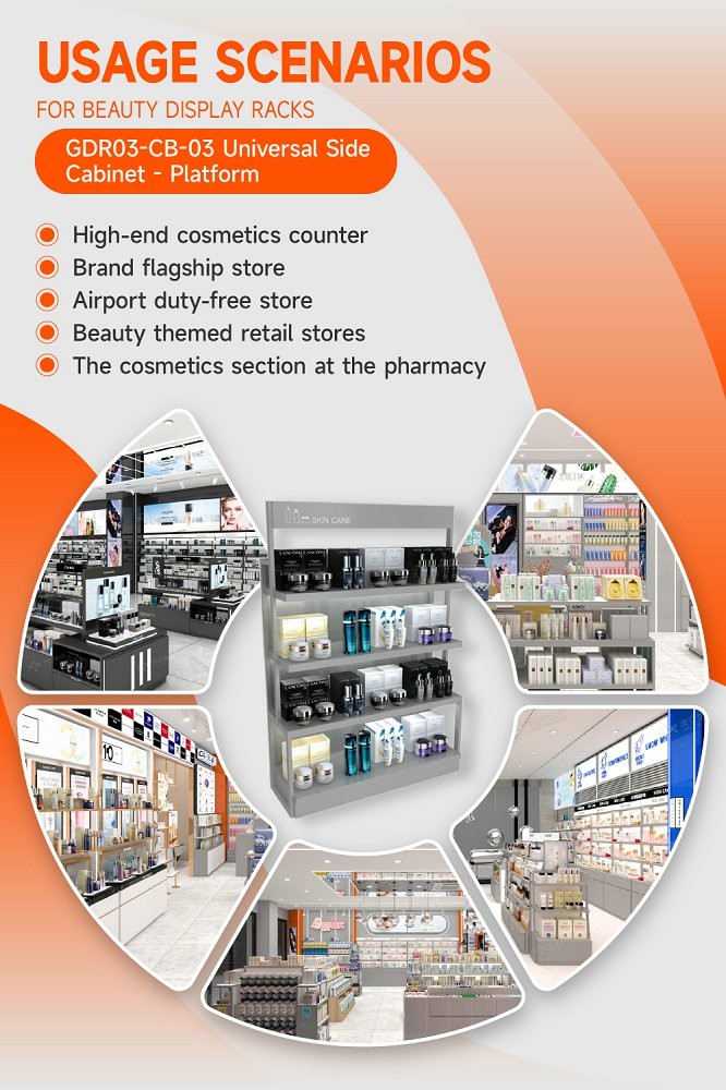 GDR03-CB-03 Universal Side Cabinet with 40mm Soft Film Light Box and Grey Edge Banding for Fashion Boutiques