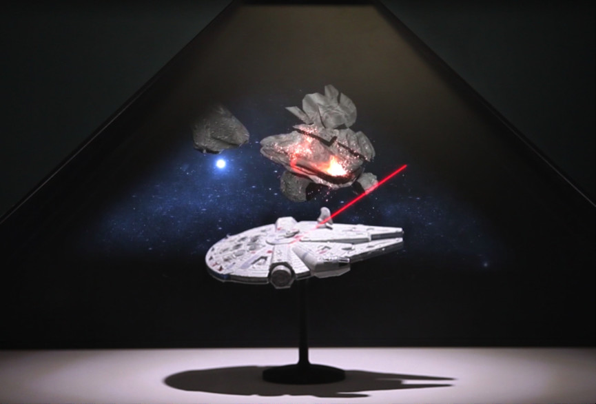 Full HD 4 Faces 3D Hologram Pyramid Display 240 x 240cm for Shopping Mall Advertising