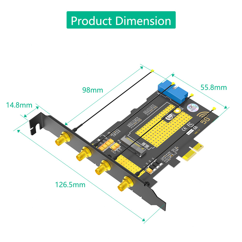 M.2 B key USB3.0 & PCIe dual bus interface 5G WWAN card Adapter Used for fast network connection