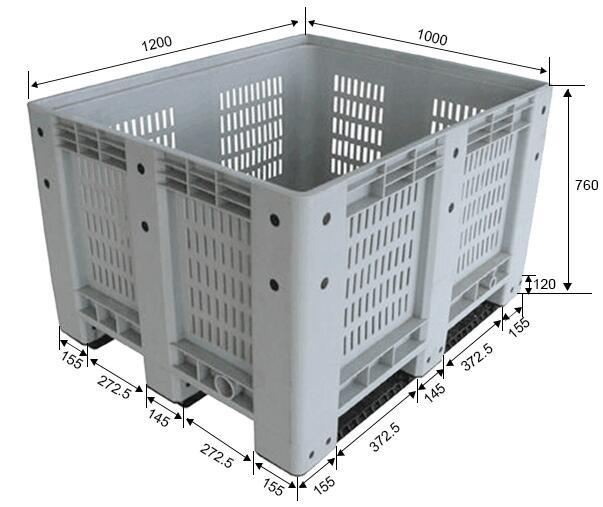 Standard Sizes HDPE Collapsible Plastic Pallet Box, Heavy Duty Industry Storage Use Collapsible Plastic Mega Bin