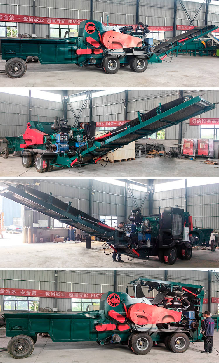 Powerful 10-15t/h Wood Crusher Machine With 10pcs Blade 430hp Diesel Engine