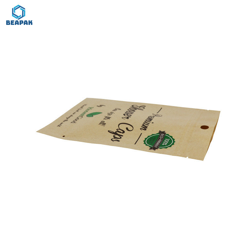 Zipper 200 Micron Brown Paper Biodegradable Coffee Bags