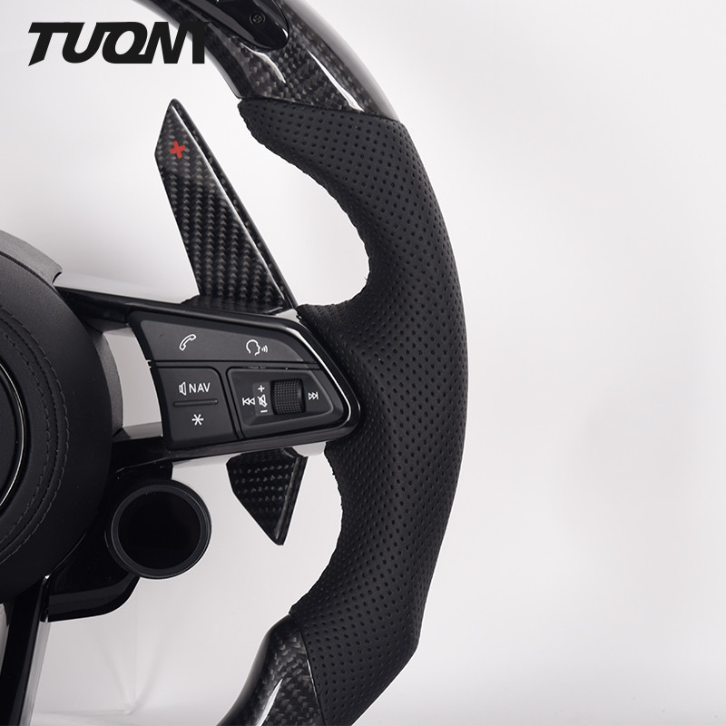 Real Carbon Fiber Leather Audi S7 Steering Wheel With Paddle Shifters Customized