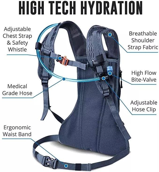 ISO 2L Waterproof Hiking Backpack 0.1kg Lightweight Hydration Vest Traveling Men
