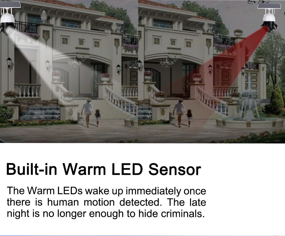 4G Intelligent Solar PTZ Camera Built In Siren 3MP PIR Wireless Solar Camera