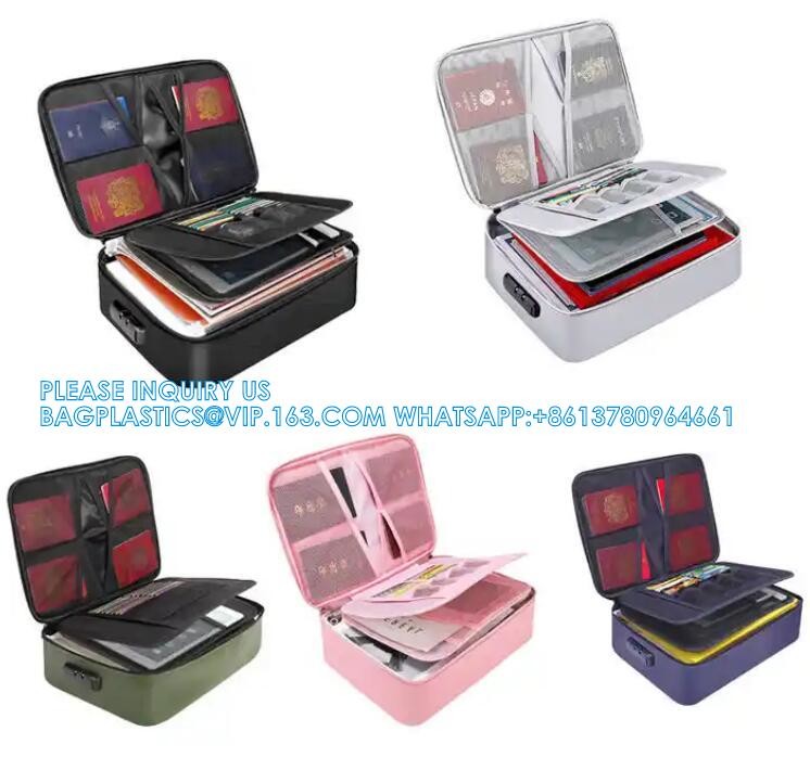 Fireproof Document Bag Large Travel Lock Bag Fireproof Document File Storage Organizer Bag