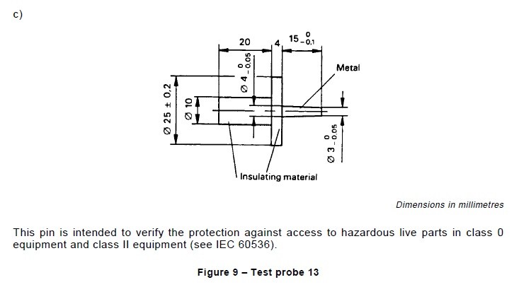 IEC61032 Short Test Pin Probe For Enclosure Protection Test