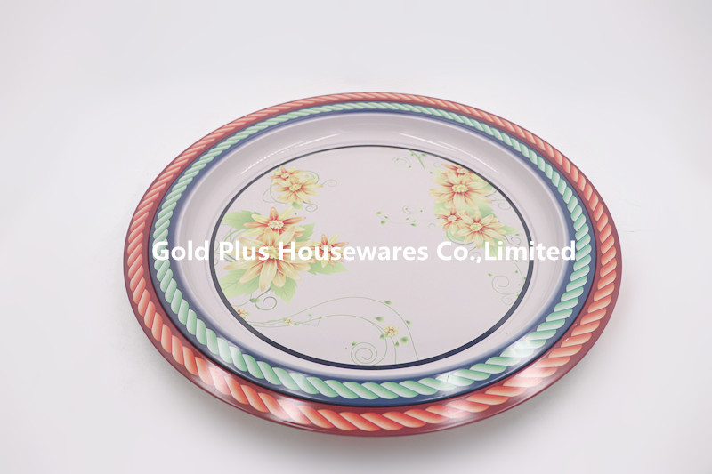 Flower Decal Printed Metal Steel Bone Dishes For Wedding Decoration