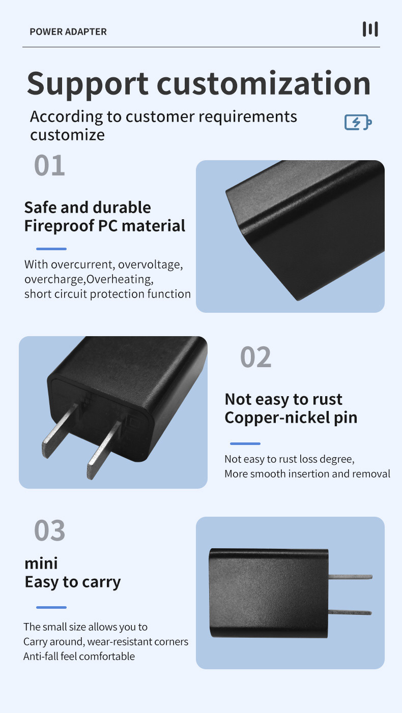 10W 5V 2A USB Universal Charger OEM / ODM Portable Customized