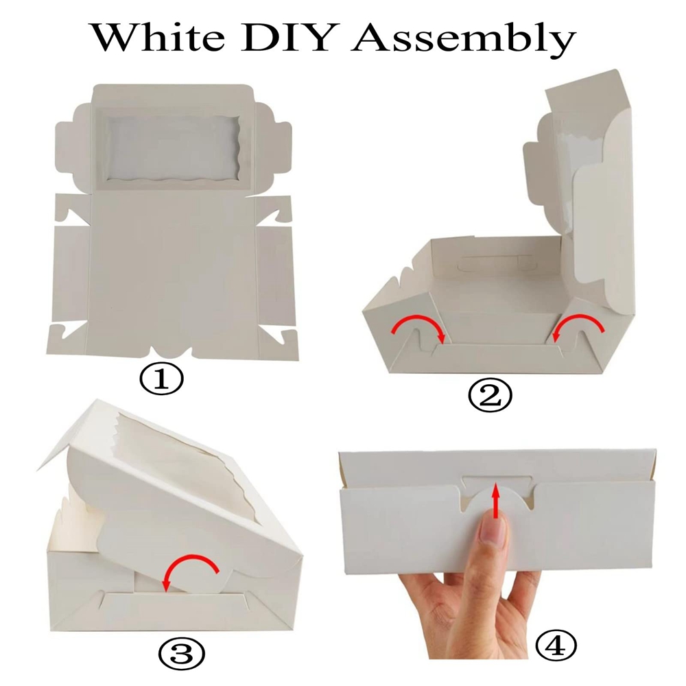 Foldable Kraft Paper Packaging Box With Window For Cake Dessert and Glossy Lamination