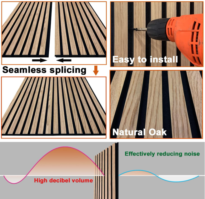 Europe hot sale Noise Reducing 600*2400mm akupanel salt wood acoustic panel for living room