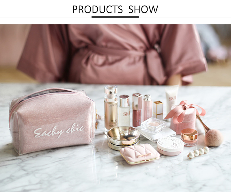 Shiny PU Makeup Bag Portable Travel Zipper Cosmetic Bag Organizer