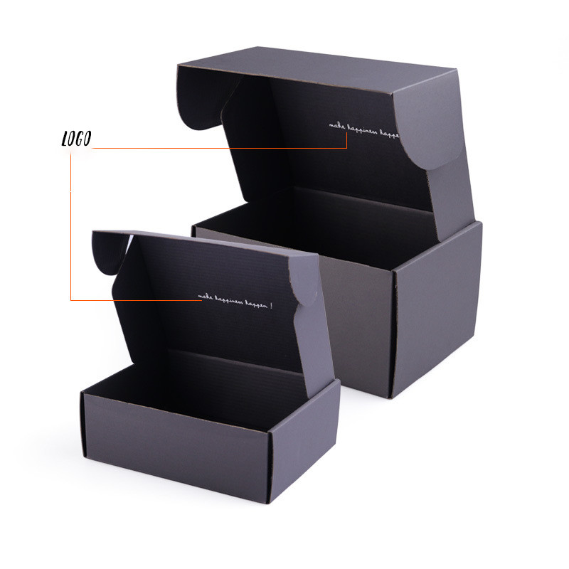 Black Custom Flat Shipping Mailer Boxes With Custom Design