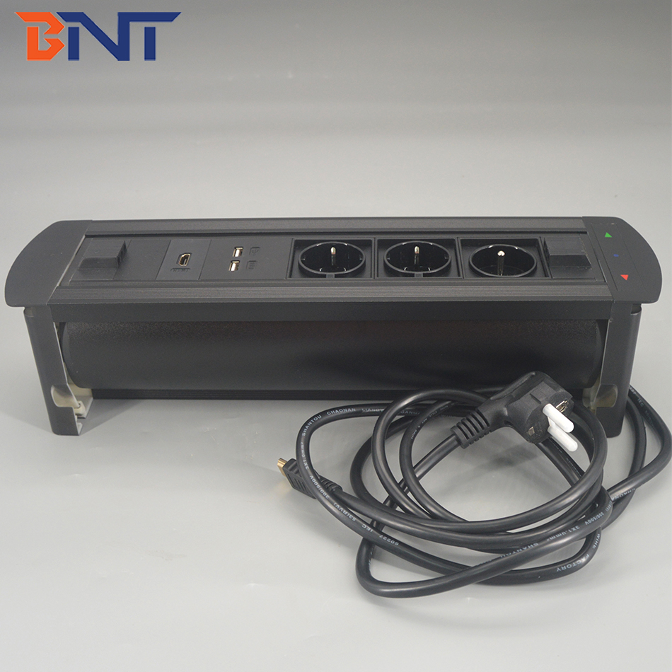 Intelligent modular design automatic flip up conference table socket box