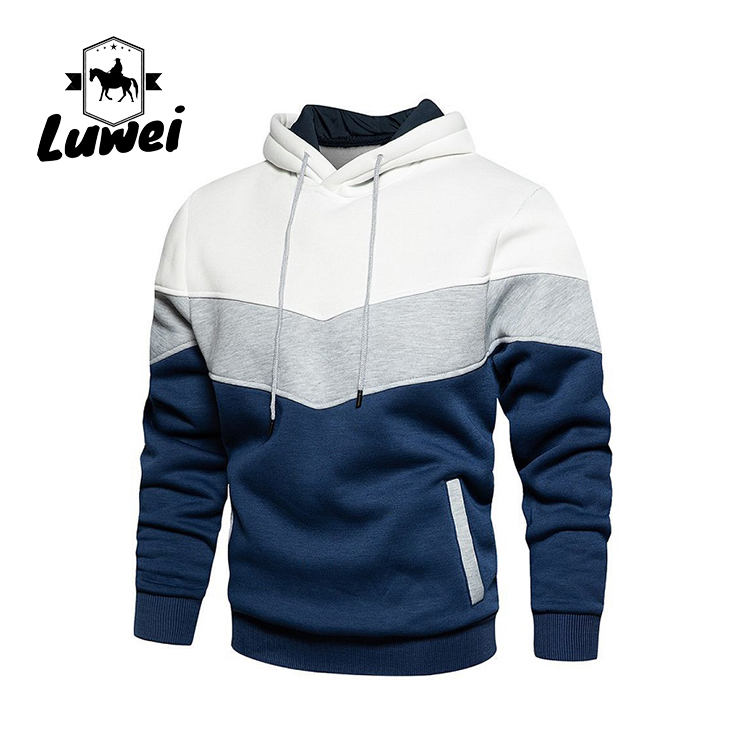 Men's Stitching Cutting Sport Gym Felpa Contrast Color Felpe Con Cappuccio Sweatshirt Hoodies With Pocket