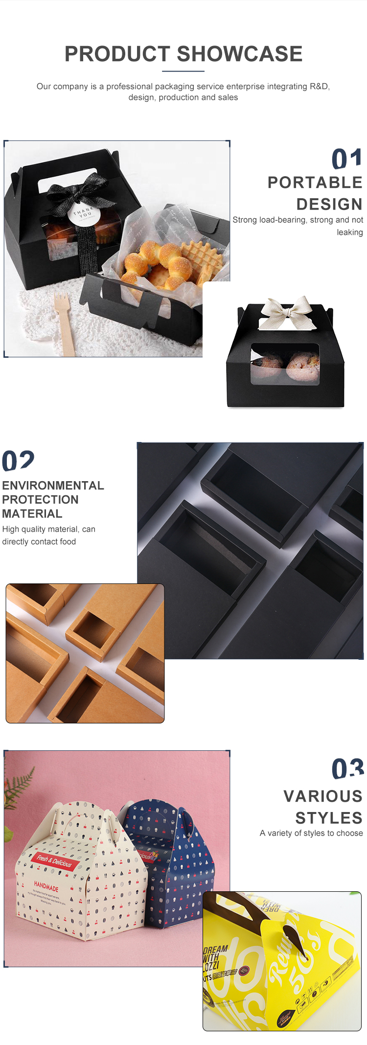 OEM ODM Foldable 420gsm Kraft Paper Luxury Cake Box Custom Color