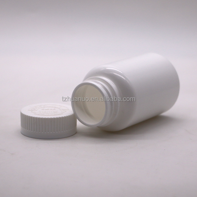 Child Resistant Lids Round PE Plastic Bottle for Solid Tablet Capsule Storage 150mL White