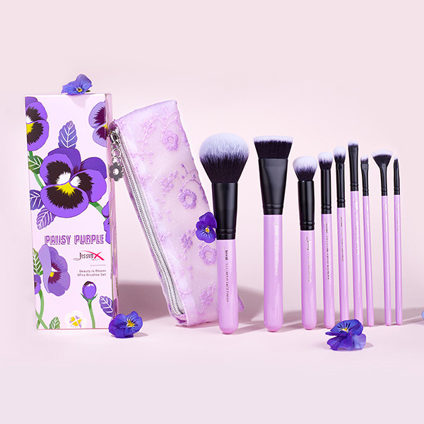 9pcs Pansy Purple Jessup Makeup Brushes Set With Aluminium Ferrule