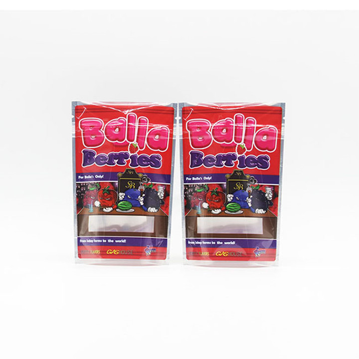 Weed Bag Three Side Sealed Open Window Aluminized Bag With Child Proof Zippe Holographic Printing For Packaging weed
