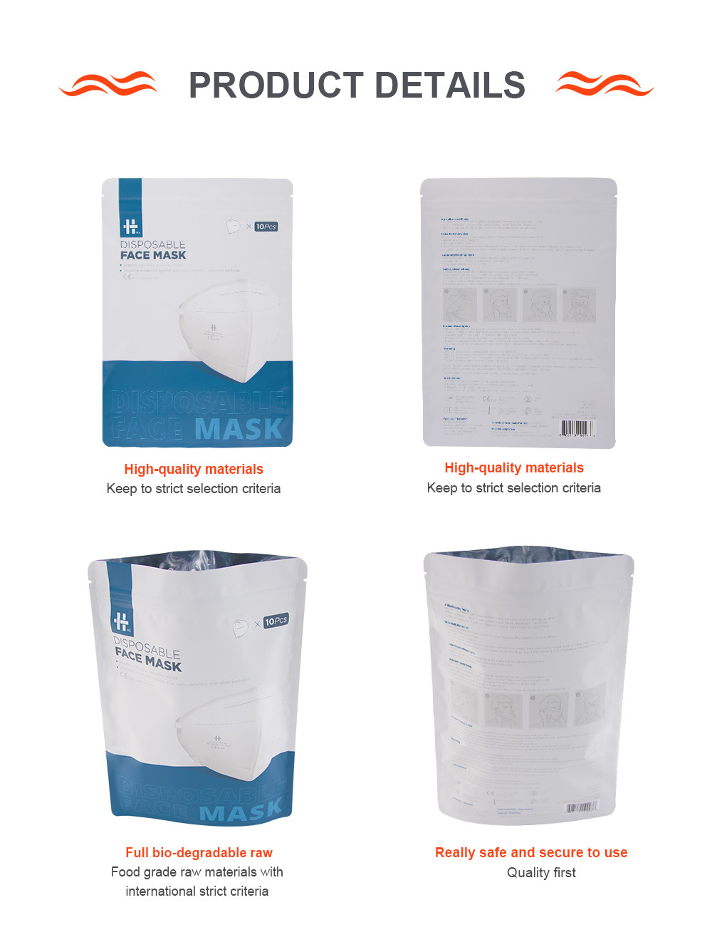 Customizable Plastic Zipper Lock KF94 Polyester Packaging Bag For Mask Storage Bag