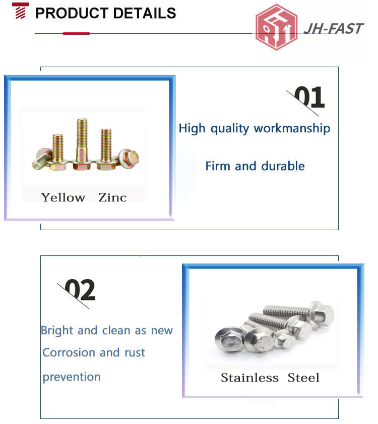 Customized Stainless Steel Full Thread Hex Flange Bolt 8.8 10.9 M6 M8 M10 x 125mm M12