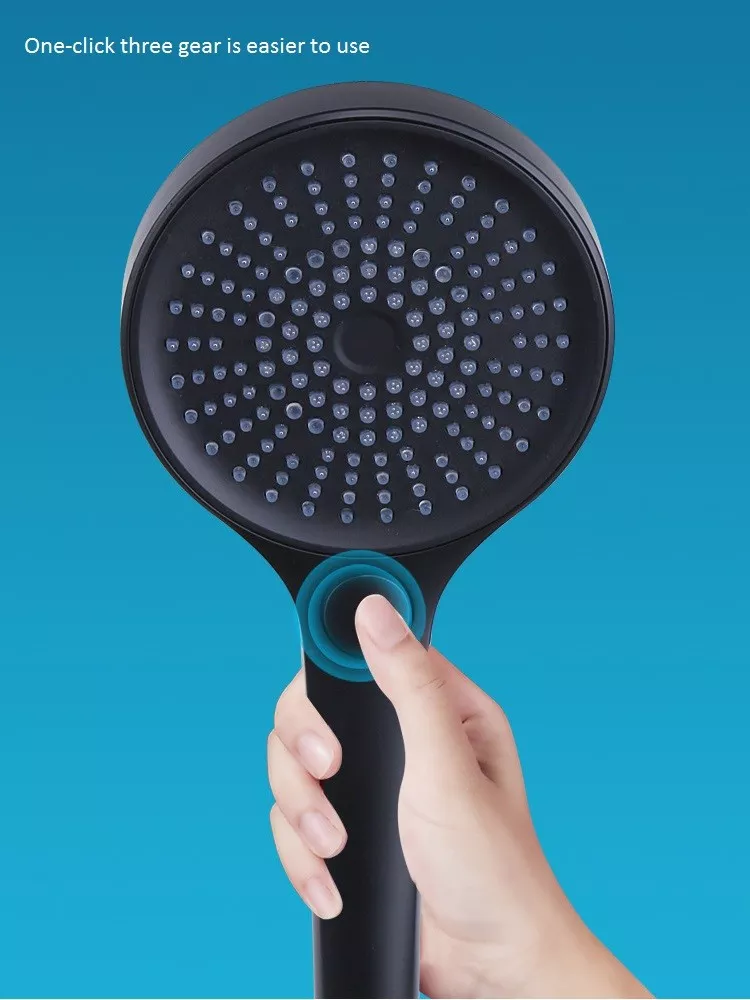 Fashion Style High Pressure Round Matte Black ABS Plastic Rain Shower Head For Bathroom