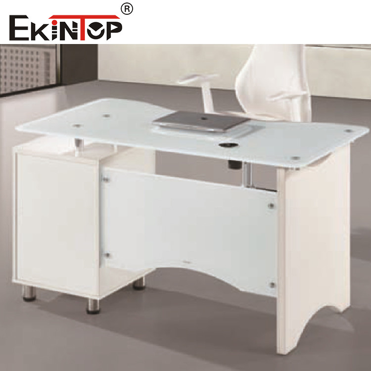 glass desk with drawers