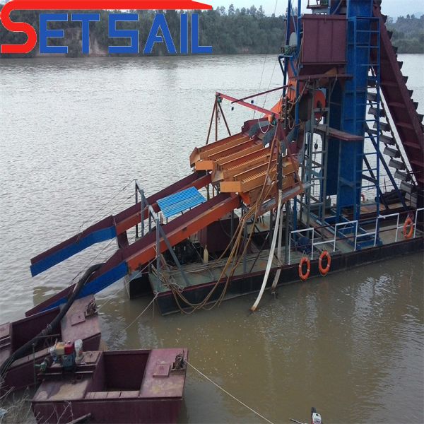 Set Sail Bucket Chain Gold Dredger Used in River with Jigging Equipment and Return Policy