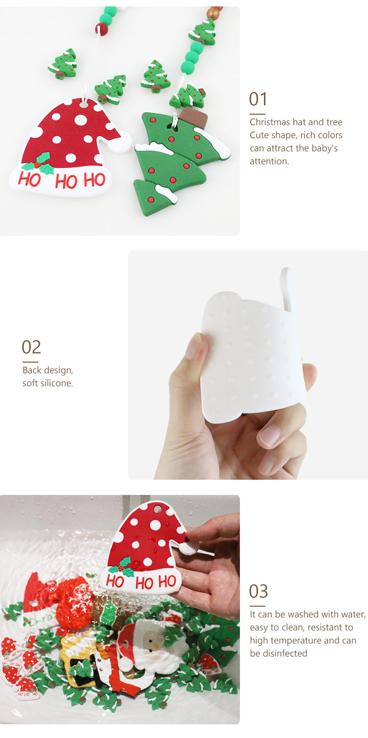 Christmas Hat Silicone Teething Bead Chewable BPA Free For Infant Baby