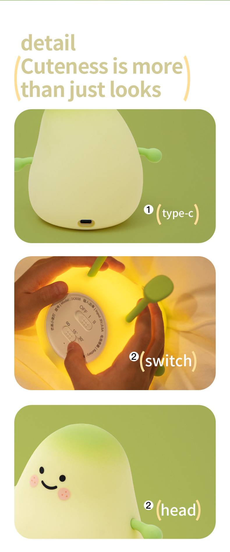 New Small Green Mango Night Light Mango Timing With Sleeping Silicone Light Creative Gift Atmosphere Pat LED Light