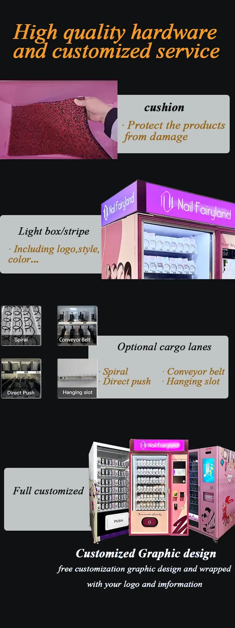 high quality hardware and customized service of combo eyelash elevator Vending Machines