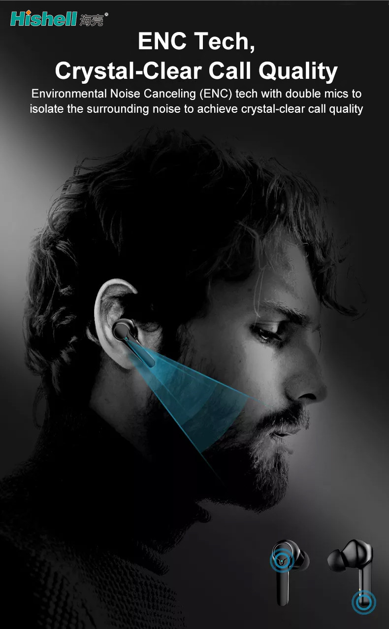 Hifi TWS Noise Cancelling Earbuds Water Resistant Bluetooth Wireless Earbuds