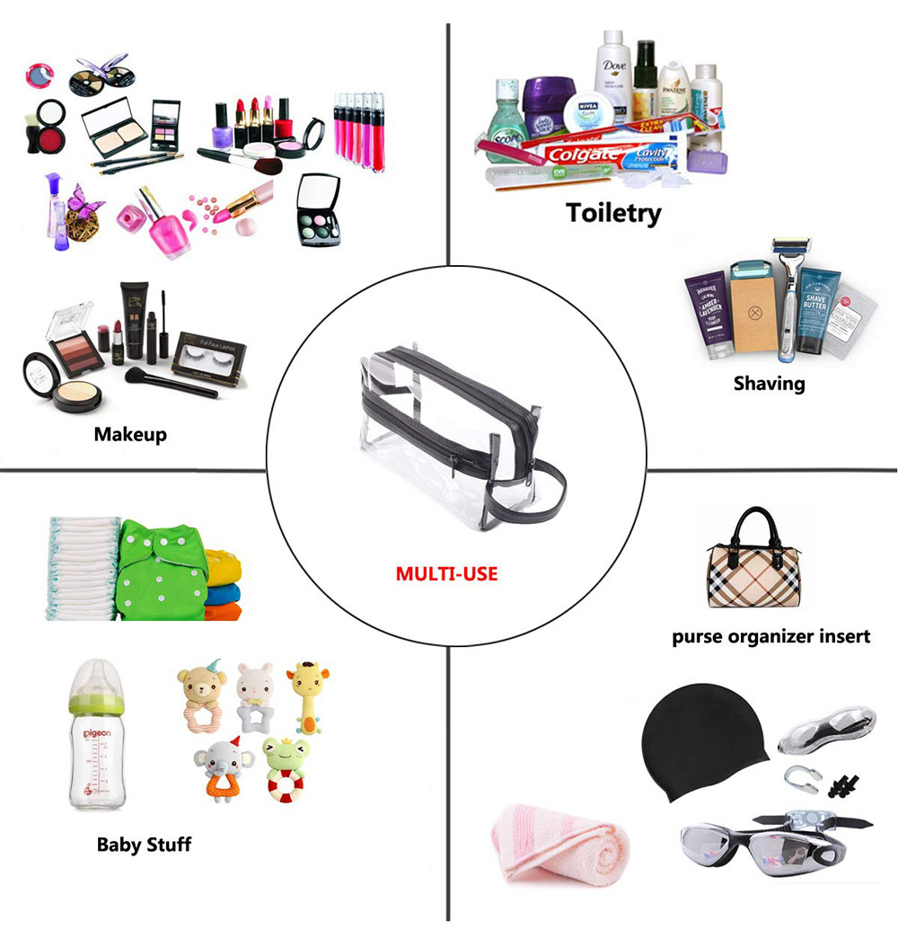 Water Resistant Zipper Transparent Mens Shaving Bag For Travel